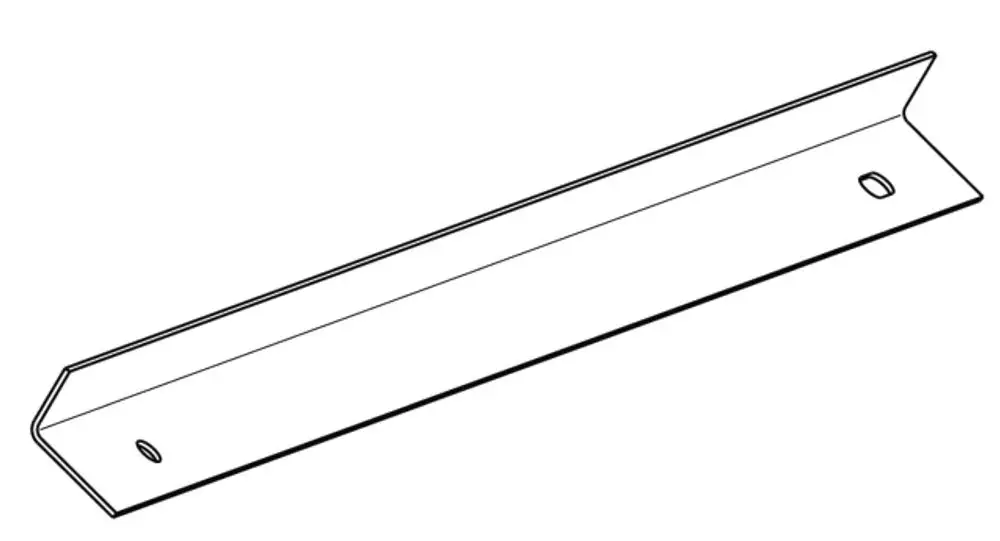Strebenartiges Metallteil mit einer langen, schmalen Form, versehen mit einem Loch an jeder Seite zur Befestigung. Produkt von Wolf.